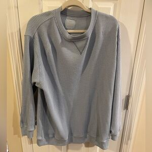 Aerie Sky Blue Waffle Knit Crewneck Sweater NWT American Eagle AE